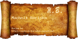 Machnik Boriska névjegykártya